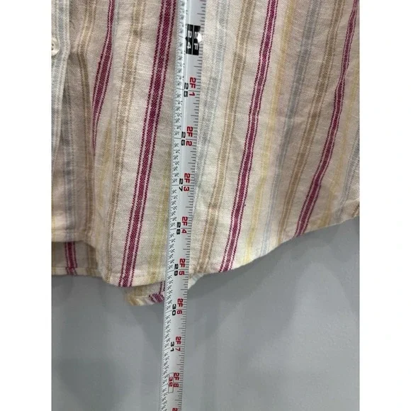 GAP Linen Blend Striped Button Up Shirt Women's Large Long Sleeve Casual - Picture 11 of 11